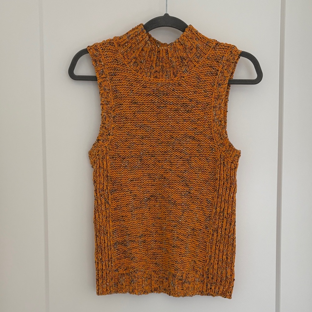 Anthropologie Orange Knit Sleeveless Top